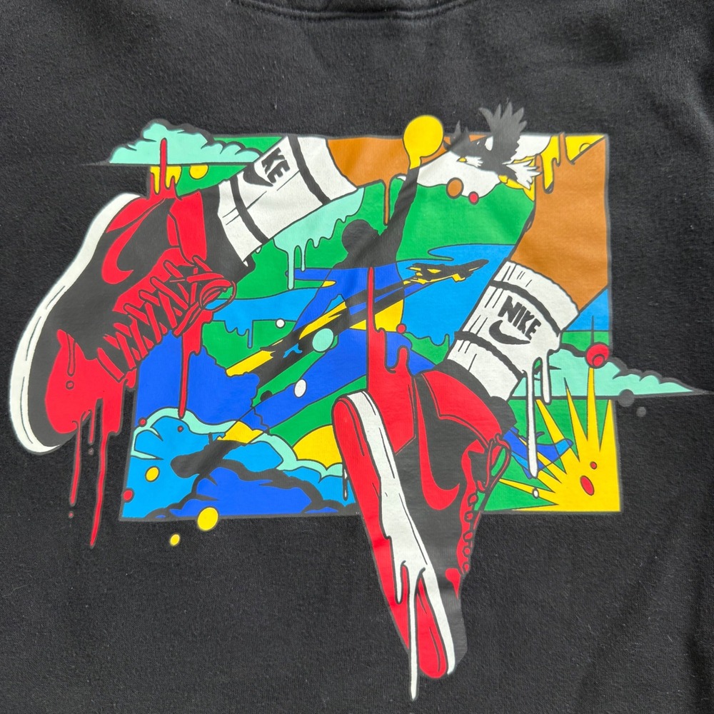 Nike Jordan Hoodie Boys Medium 10-12 Black Graphic Jumpman Pullover Sweatshirt - Picture 2 of 6
